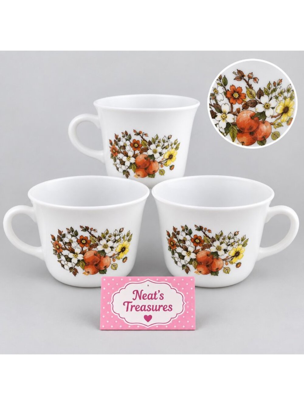 Vintage USA Corelle By Corning Indian Summer Coffee Tea Mug Cup Set Of 3
